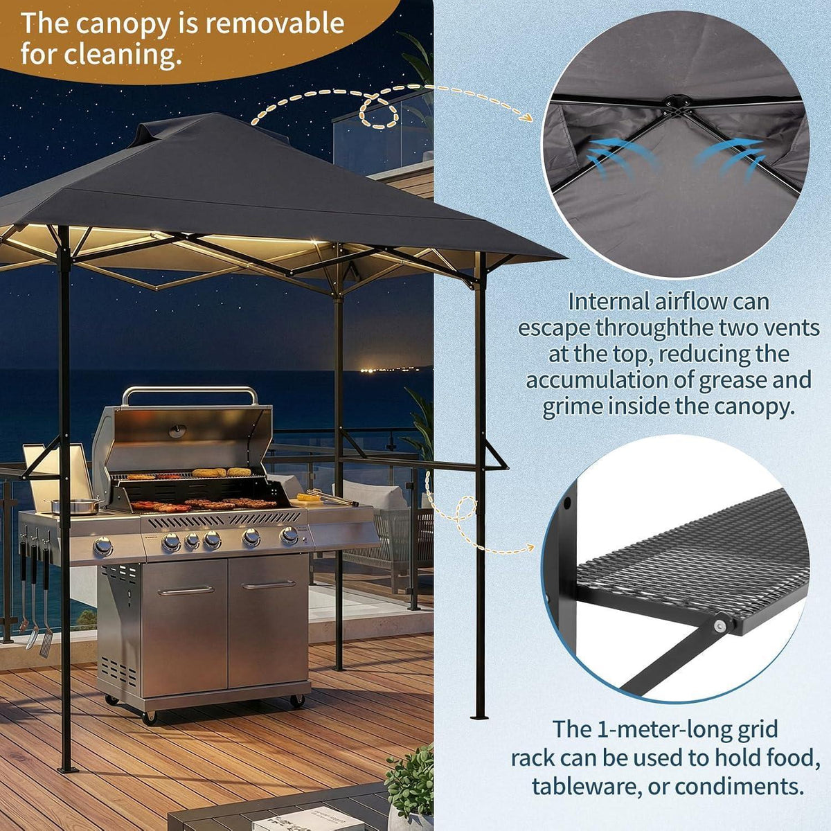Faltbarer Grillpavillon 255x150x240 cm – Wetterfest & Robust