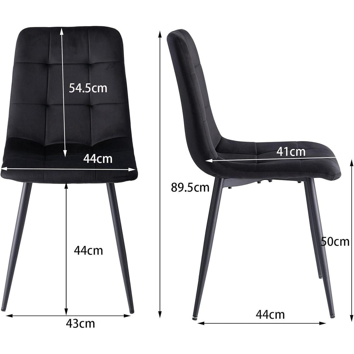 8 Esszimmerstühle Modern, Samt & Cord, Schwarz