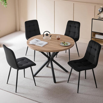 Moderner Esszimmerstuhl Set 4er – Samt & Cord, Schwarz