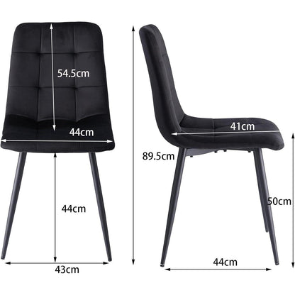 Moderner Esszimmerstuhl Set 4er – Samt & Cord, Schwarz