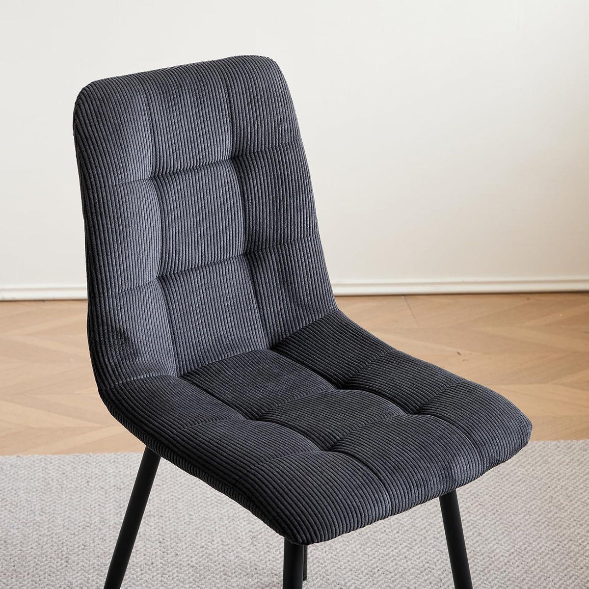 Moderner Esszimmerstuhl Set 4er – Samt & Cord, Schwarz