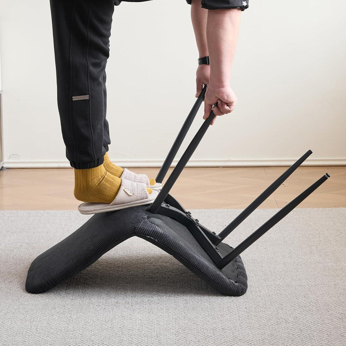 Moderner Esszimmerstuhl Set 4er – Samt & Cord, Schwarz