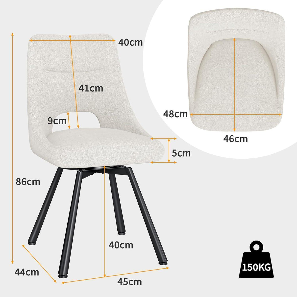 Drehbarer Esszimmerstuhl Set 4er – Beige, Modern & Komfortabel
