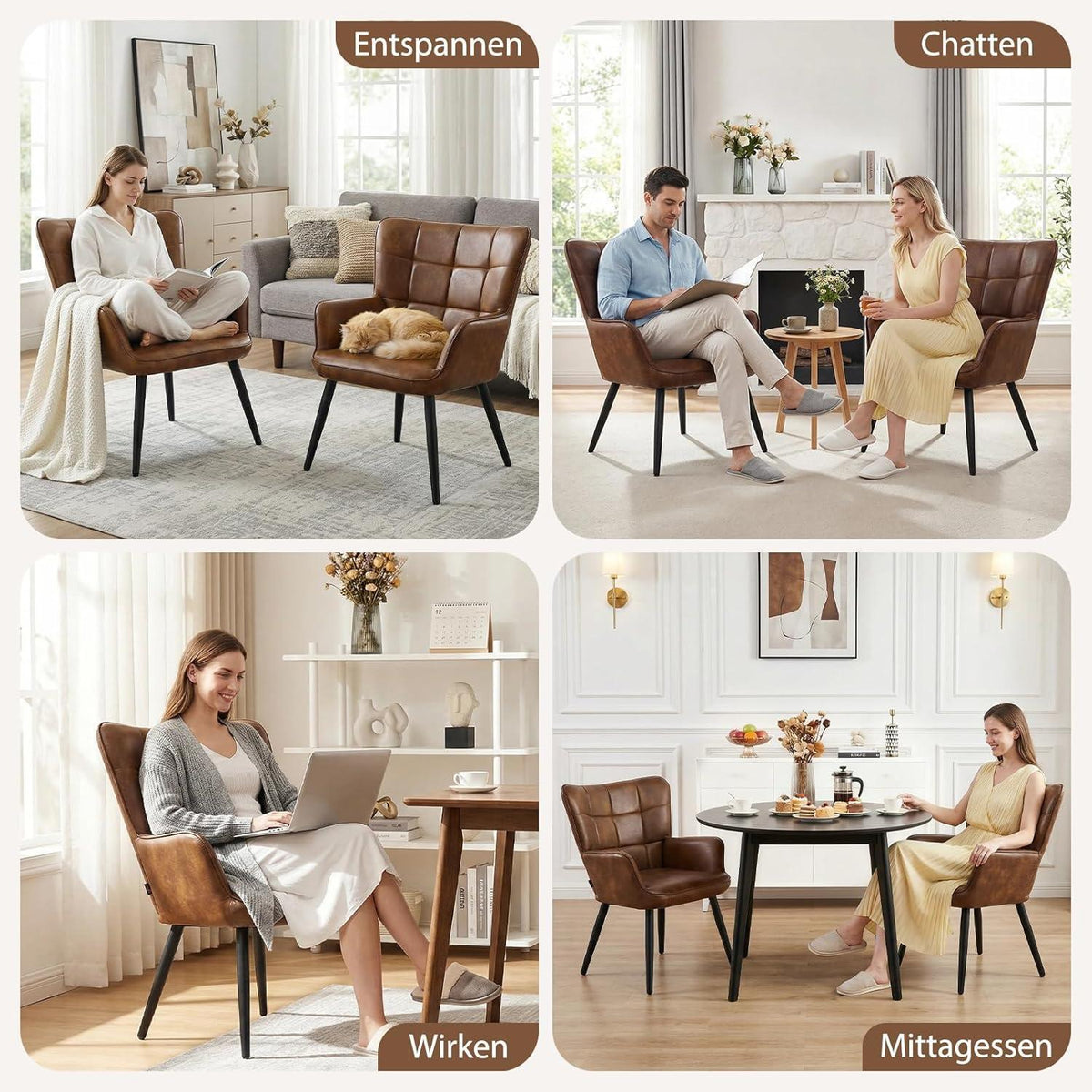 Ohrensessel Wohnzimmer Skandinavisch Braun – Bequemer Loungesessel