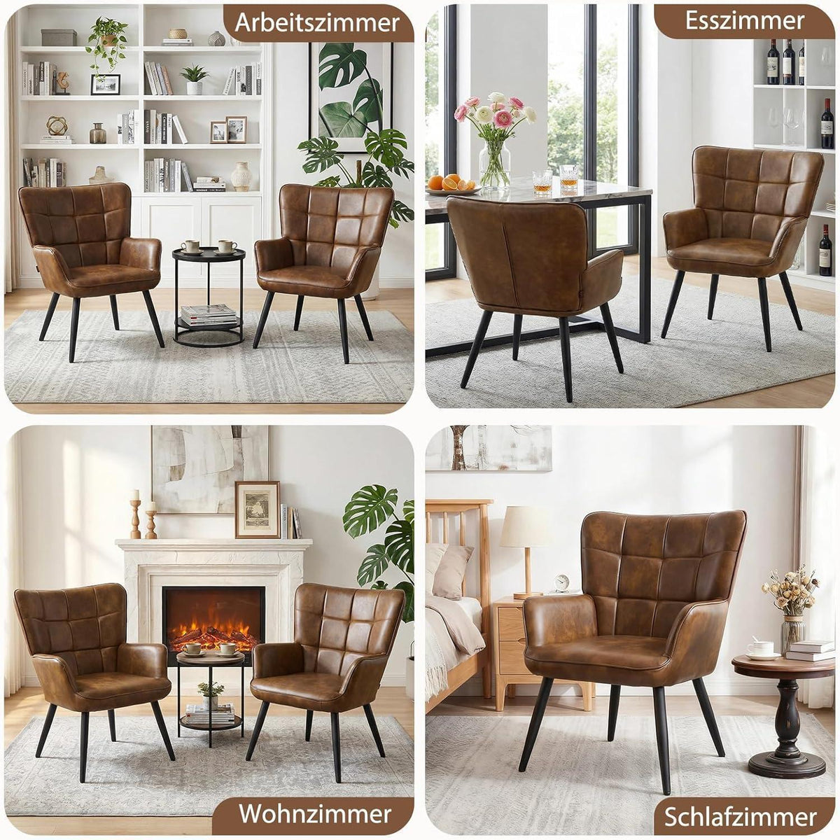 Ohrensessel Wohnzimmer Skandinavisch Braun – Bequemer Loungesessel