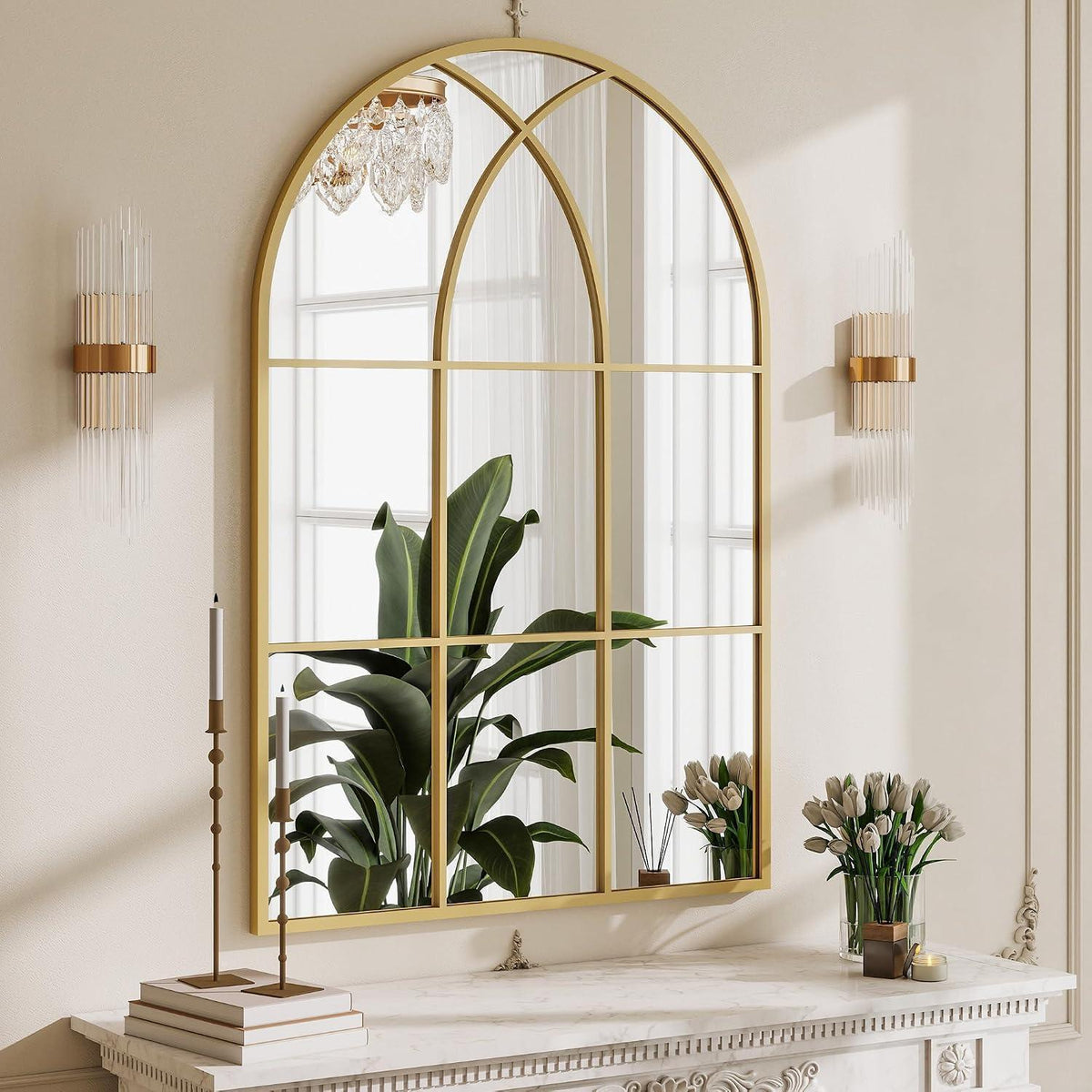 Wandspiegel Fischgrät Gold 60x90 cm – Dekorative Spiegel für Zuhause