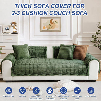Dicker Sofaüberzug Grasgrün 70x150cm - Rutschfest & Weich