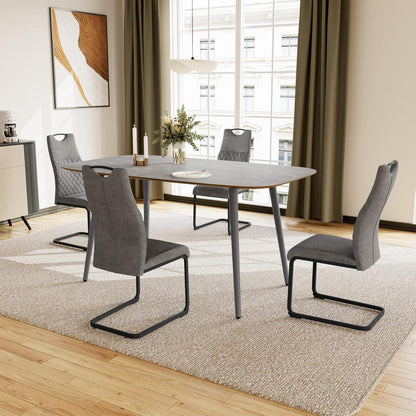 Moderner Esstisch mit 4 Stühlen – Grau, 120cm