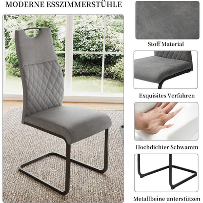 Moderner Esstisch mit 4 Stühlen – Grau, 120cm