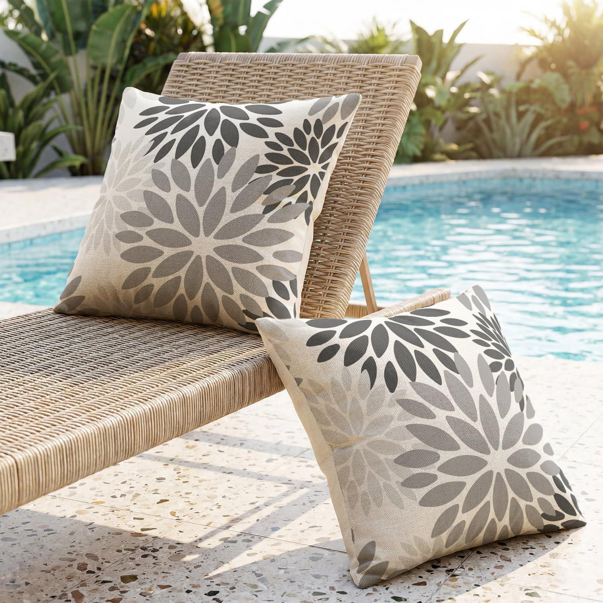 Wasserdichte Kissenbezüge Dahlie Grau 40x40 cm - 2er Set