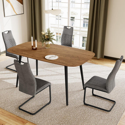 Moderner Esstisch mit 4 grauen Stühlen (120cm)