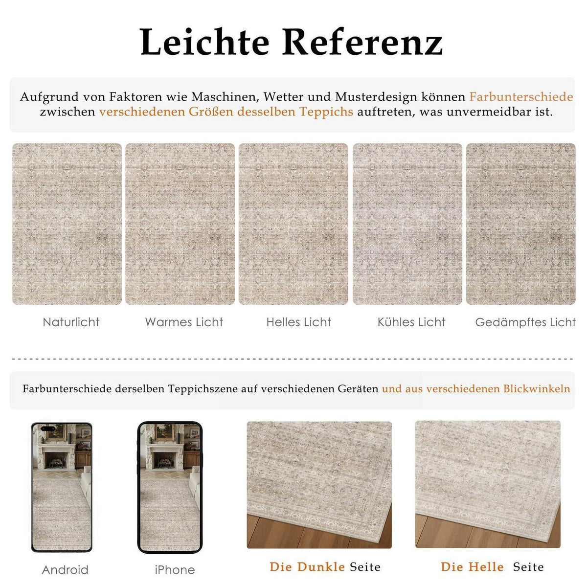 Waschbarer Vintage Teppich Beige 160x230cm – Rutschfest & Pflegeleicht