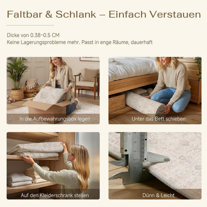 Waschbarer Vintage Teppich Hellbeige 160x230cm