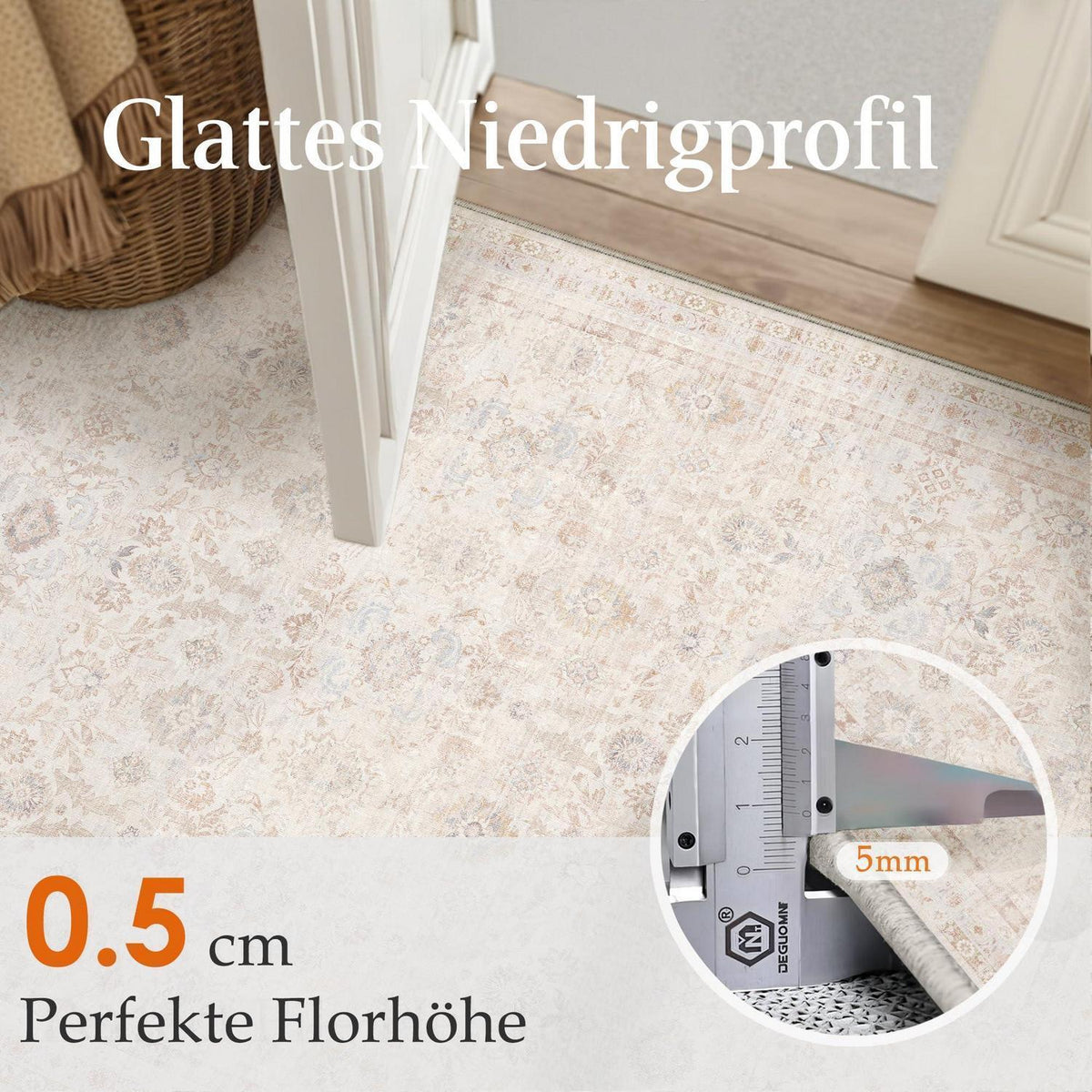 Waschbarer Vintage Teppich Hellbeige 160x230cm