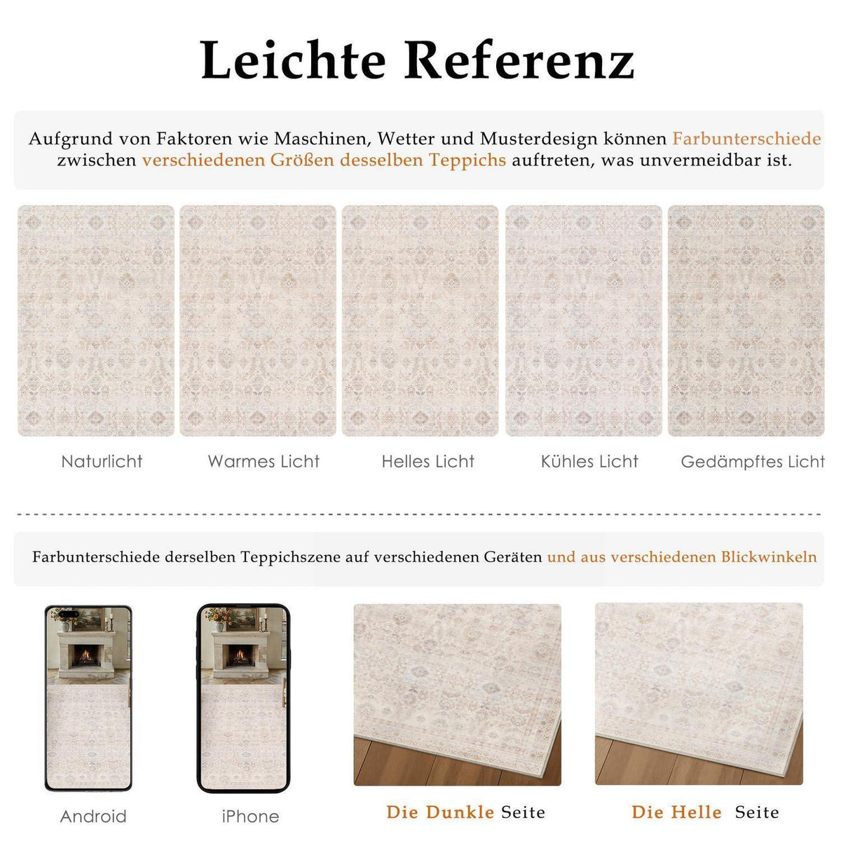 Waschbarer Vintage Teppich Hellbeige 160x230cm