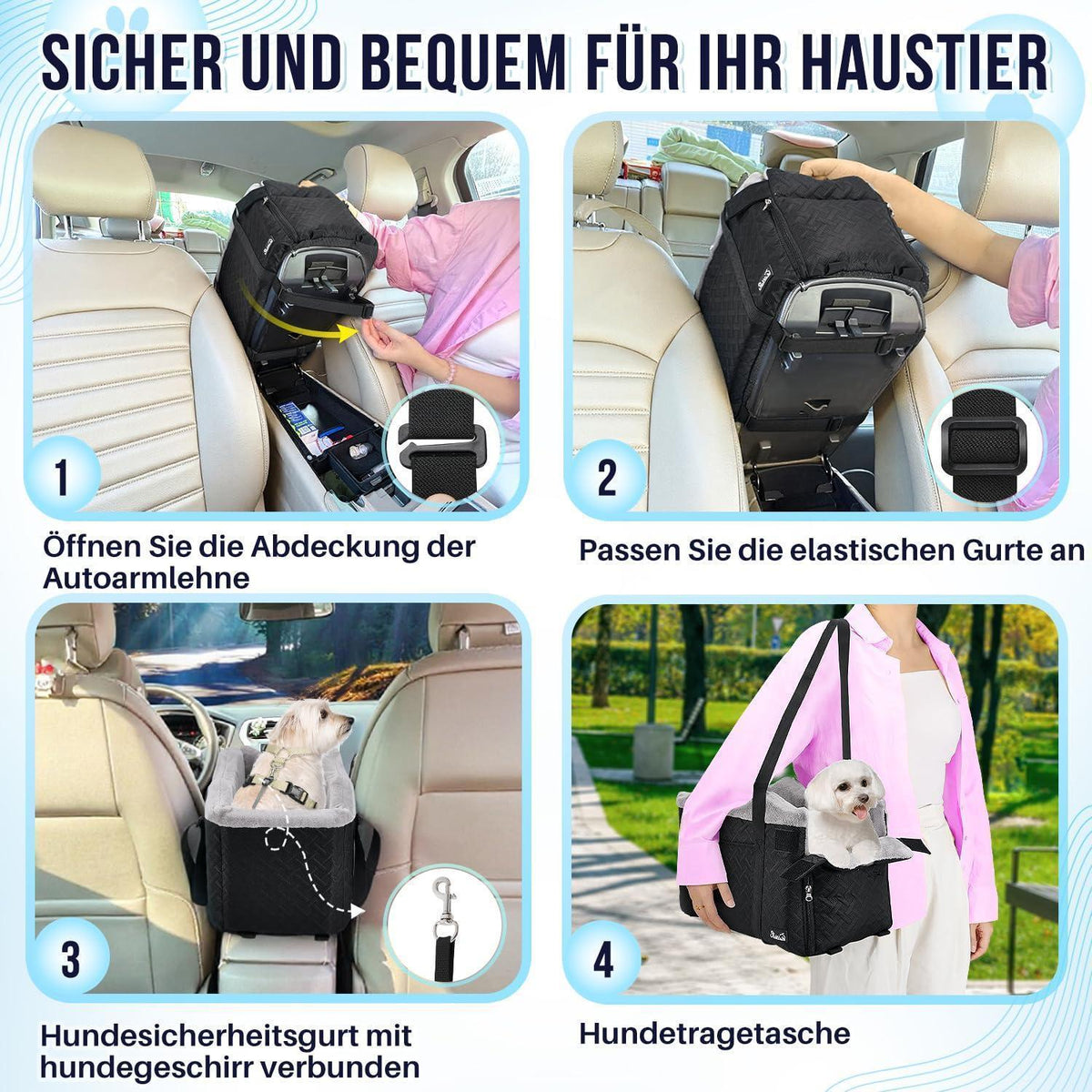 Hundesitz Mittelkonsole – Bequem & Sicher für Kleine Hunde bis 9 lbs