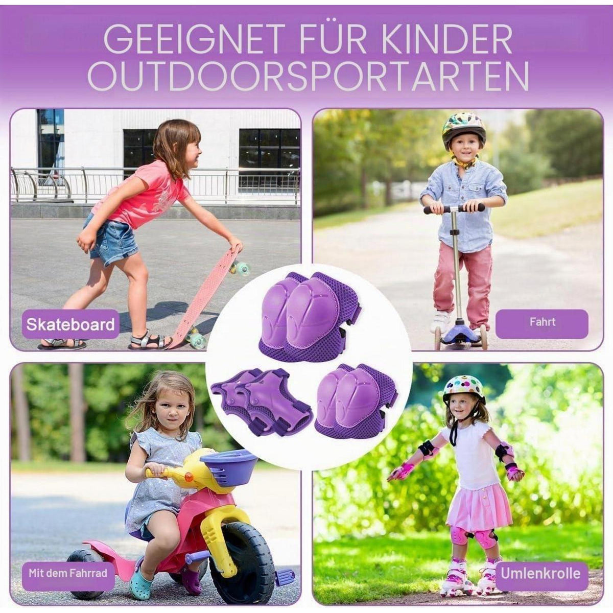 Kinder Schoner Set 6in1 – Knieschützer, Ellenbogen & Handgelenk