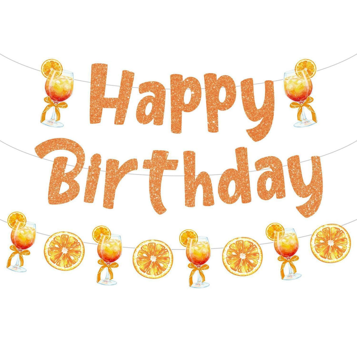 Aperol Geburtstag Girlande – Orange Cocktail Banner Partydeko