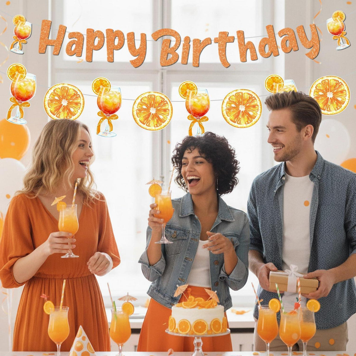Aperol Geburtstag Girlande – Orange Cocktail Banner Partydeko