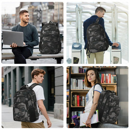 Laptop Rucksack 17,3 Zoll – Wasserdichter Schulrucksack Schwarz Camo