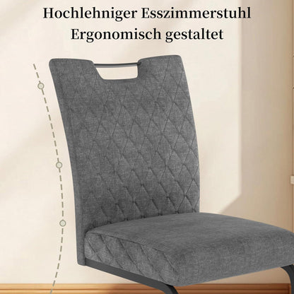 Schwingstuhl Set 2 Grau – Polsterstuhl mit Sitzkissen