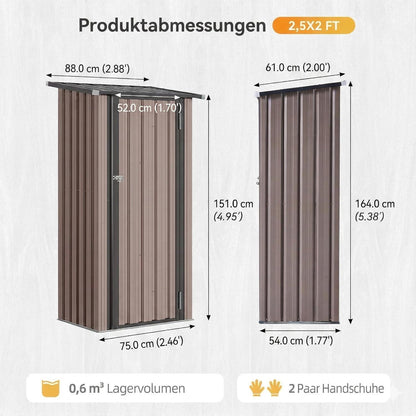 Kompaktes Gerätehaus mit 2 Regalböden – Braun 3x2 ft