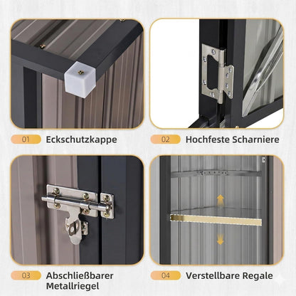 Kompaktes Gerätehaus mit 2 Regalböden – Braun 3x2 ft