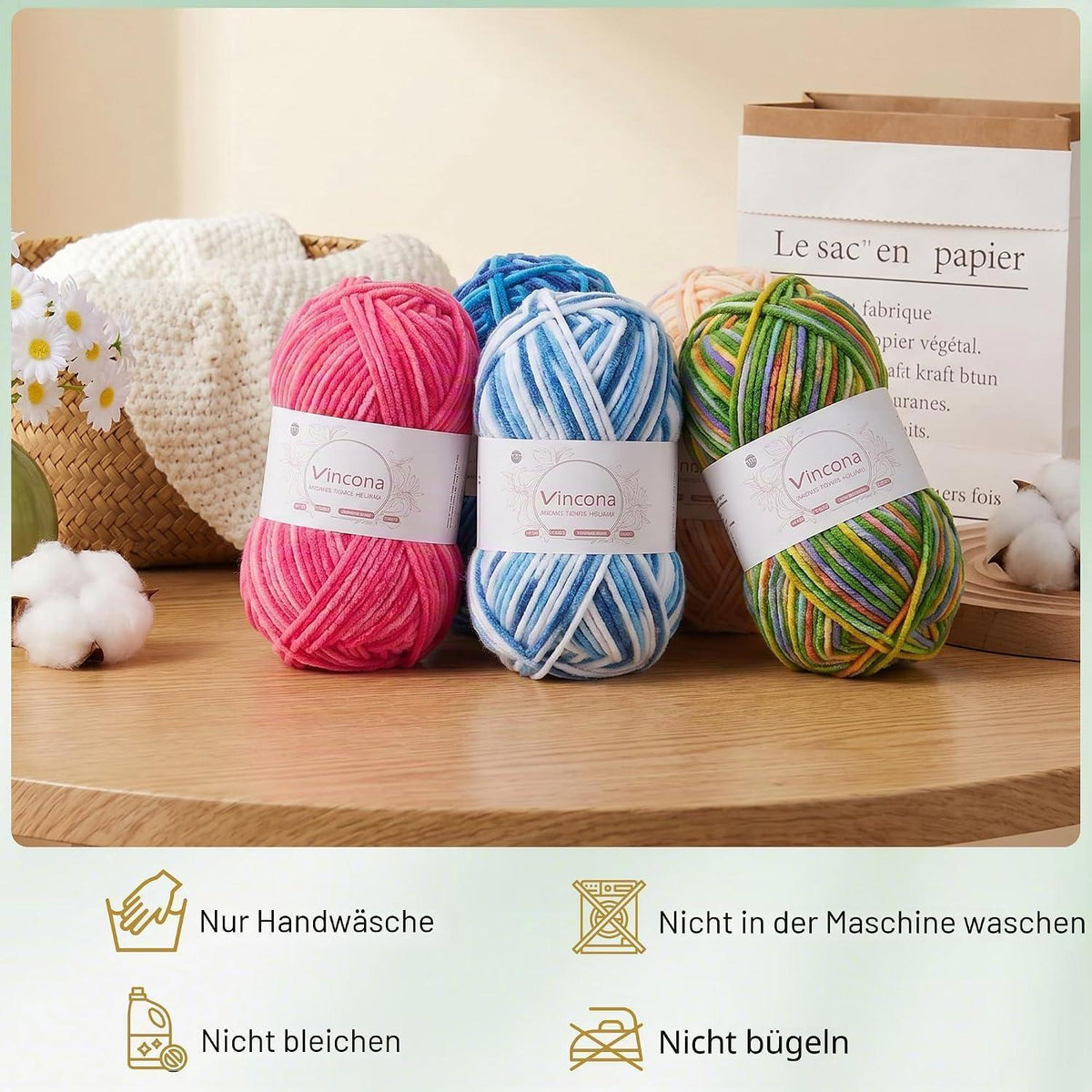 Farbverlaufsgarn Häkelwolle 5er Set – Bunt & Weich