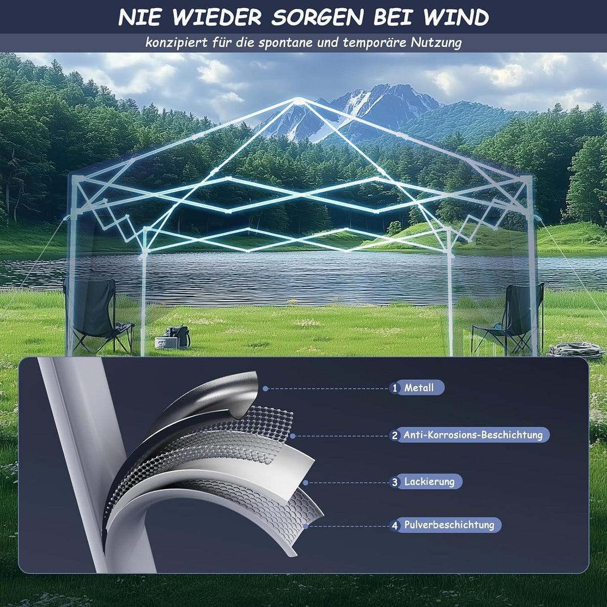 3x3 Pavillon mit Seitenwänden – Dein Garten-Treffpunkt