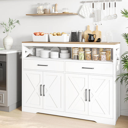 Küchenschrank Weiß 140cm mit Arbeitsplatte & Schubladen
