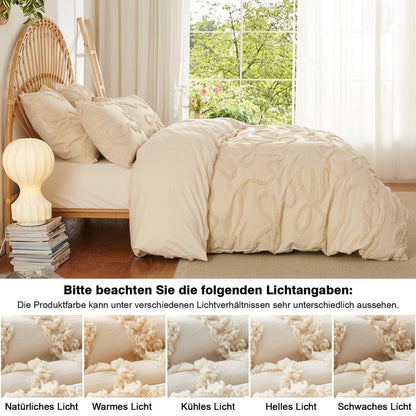 Bettwäsche-Set Boho Getuftet Beige 200x220cm