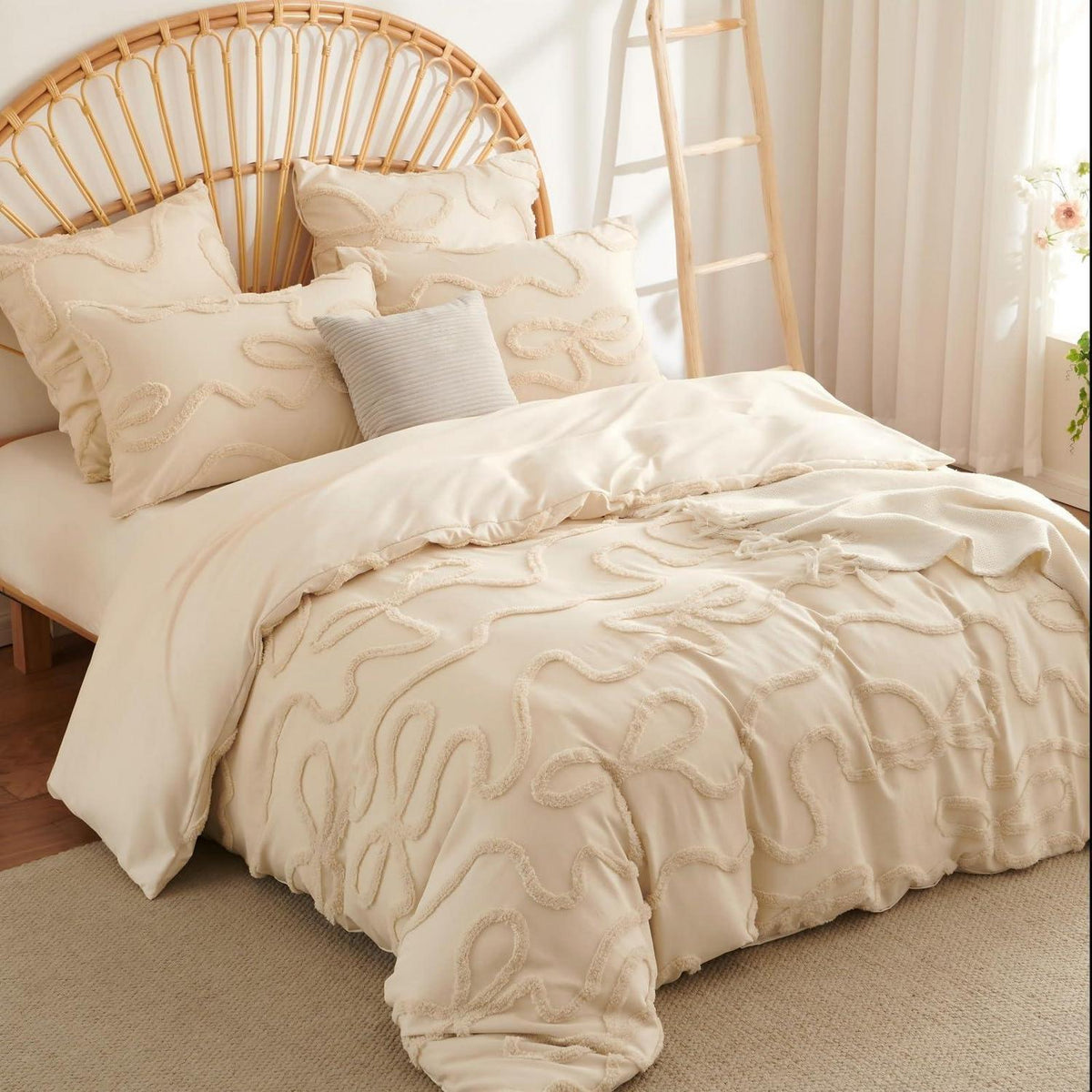 Getuftetes Bettwäsche-Set Beige 135x200cm – Boho Chic