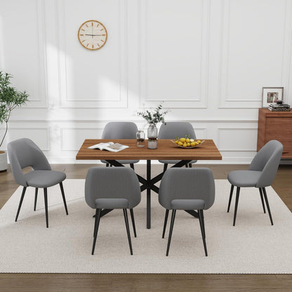 Esstisch Set mit 6 Cord-Stühlen – Modernes Esszimmer-Ensemble