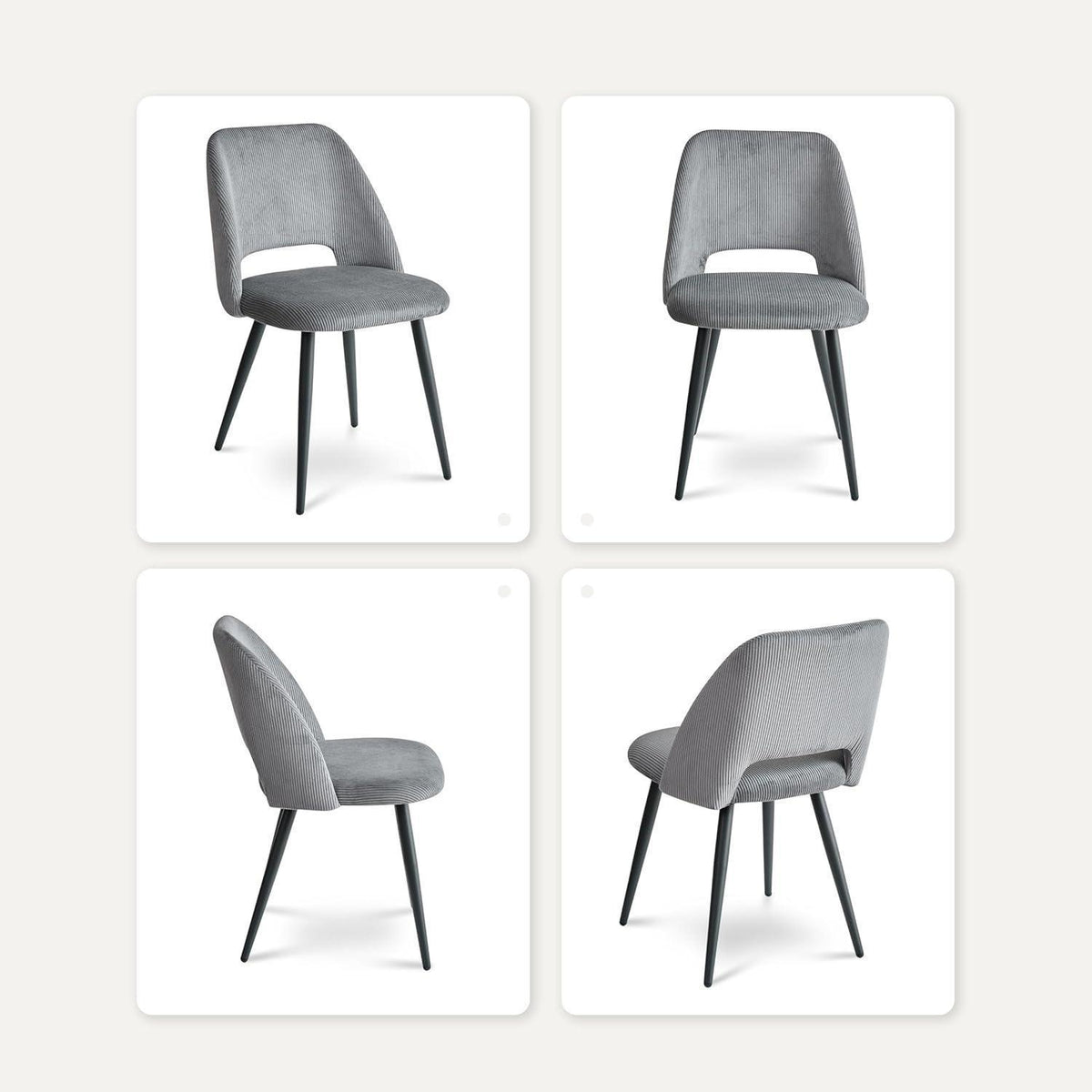 Esstisch Set mit 6 Cord-Stühlen – Modernes Esszimmer-Ensemble