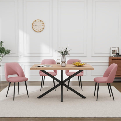 Esstisch Set mit 6 Cord-Stühlen – Modern & Rosa