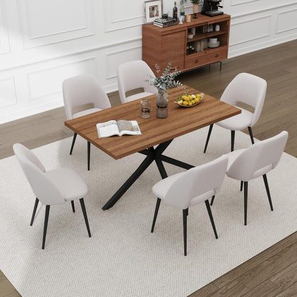 Esstisch Set mit 6 Cord-Stühlen – Modernes Esszimmer-Ensemble
