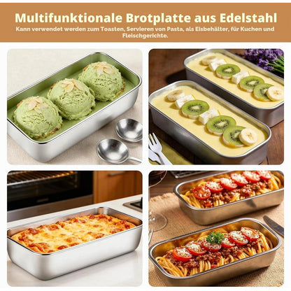 Edelstahl Brotbackform 2er Set mit Silikonpinsel
