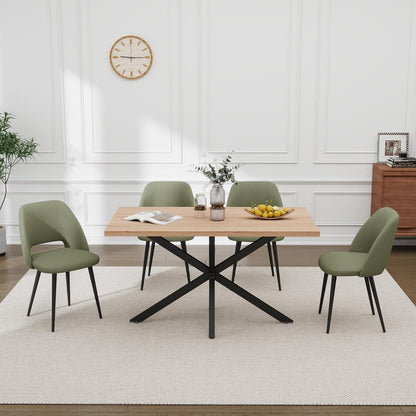 Moderner Esstisch Set mit 6 Cord-Stühlen (140x80cm)