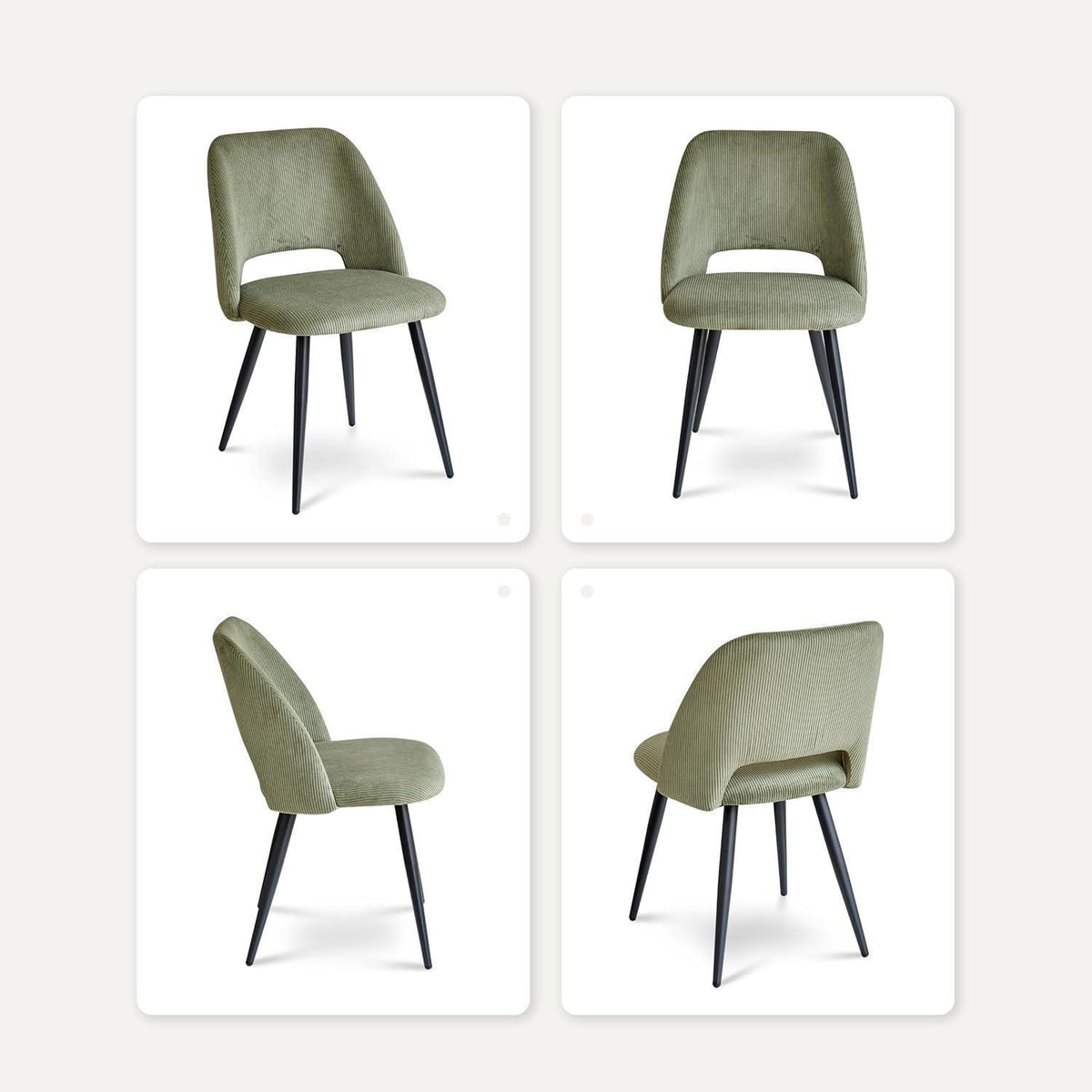 Moderner Esstisch Set mit 6 Cord-Stühlen (140x80cm)