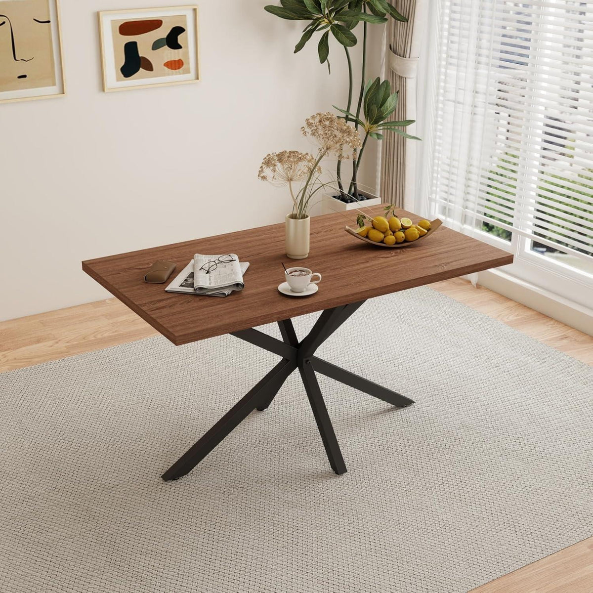 Esstisch Set mit 6 Cord-Stühlen – Modern & Komfortabel