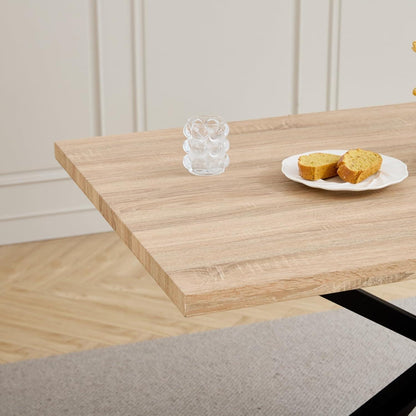 Moderner Esstisch Set mit 6 Cord-Stühlen – 140x80cm