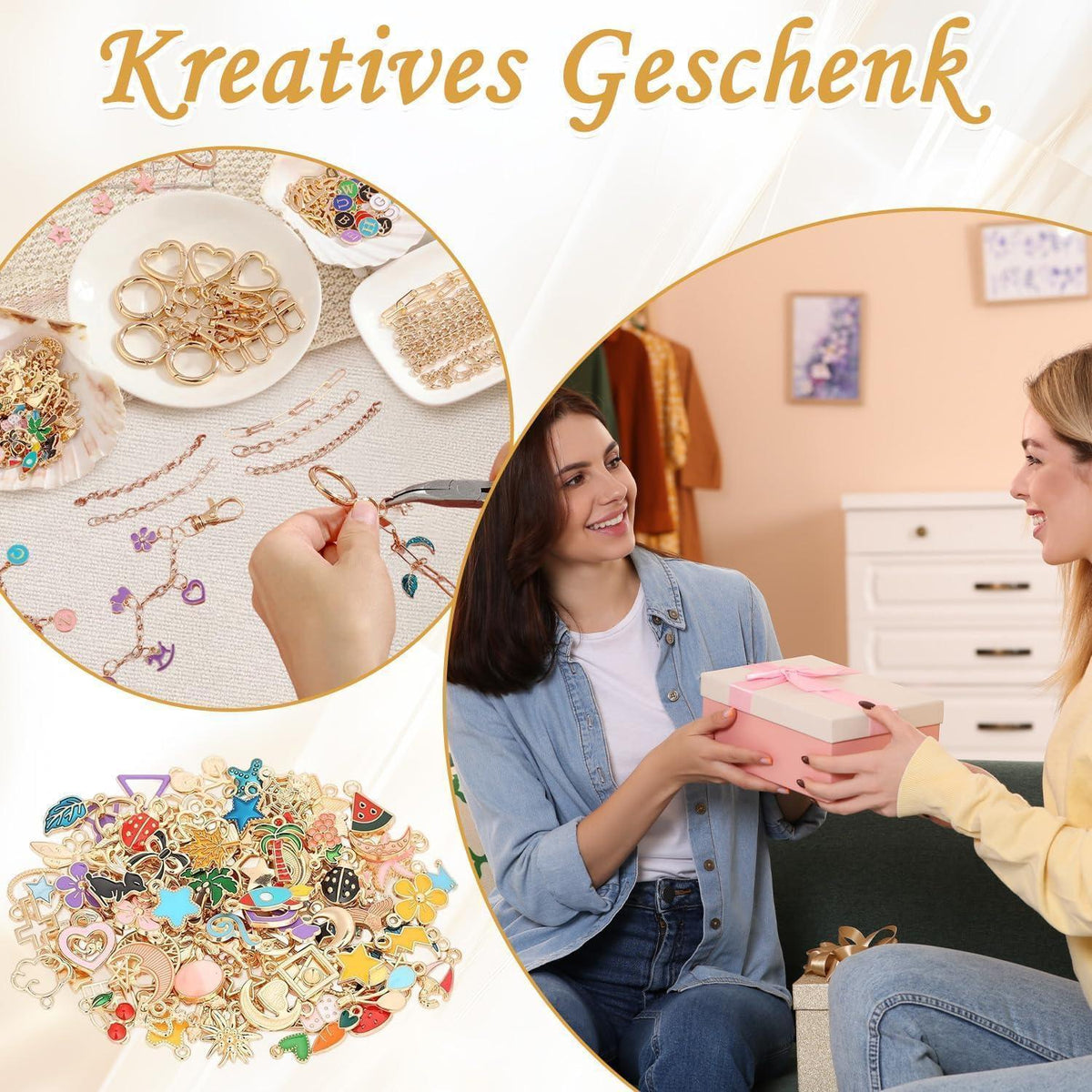 Schlüsselanhänger Bastelset – 404 Teile DIY Schmuck Zubehör
