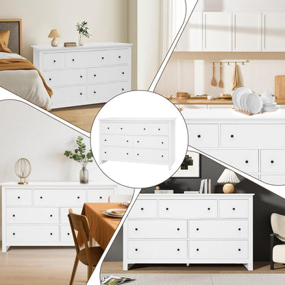 Weißes Sideboard mit 7 Schubladen – Modern & Vielseitig