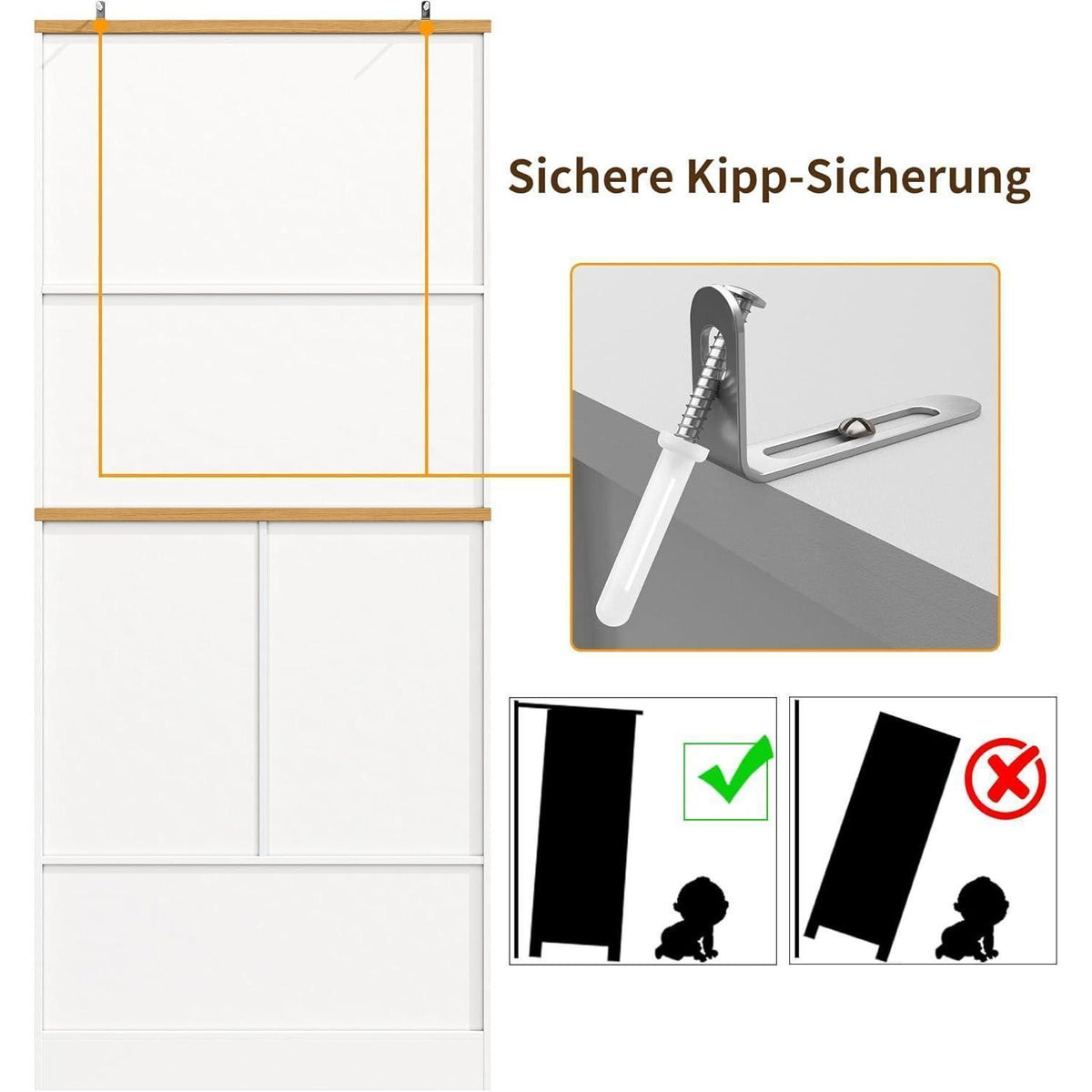 Weißer Buffetschrank mit 12 Fächern & Schubladen