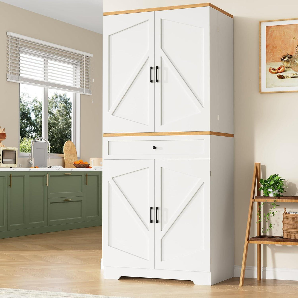 Weißer Buffetschrank mit 12 Fächern & Schubladen