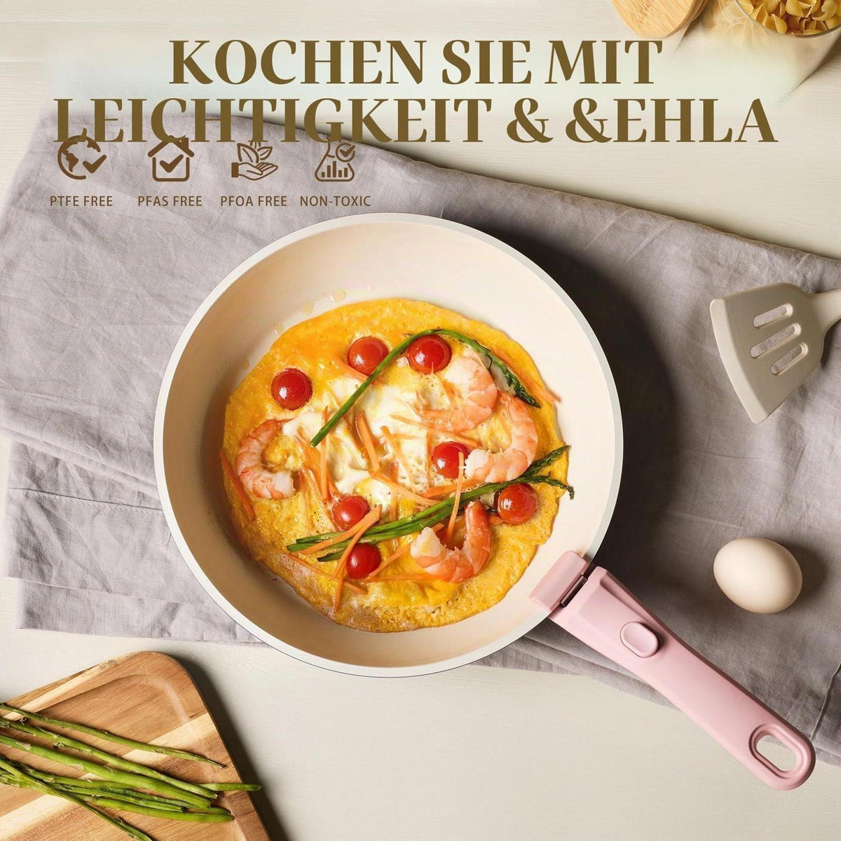 23-teiliges Keramik Topfset Rosa – Antihaft & Stapelbar