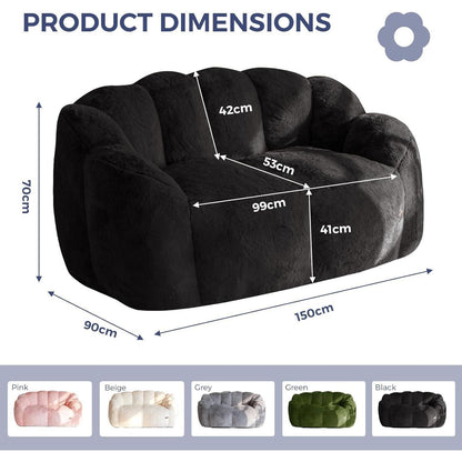 Floral Sitzsack mit Memory Foam – Bequemes Kunstfell Sofa