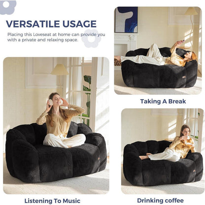 Floral Sitzsack mit Memory Foam – Bequemes Kunstfell Sofa