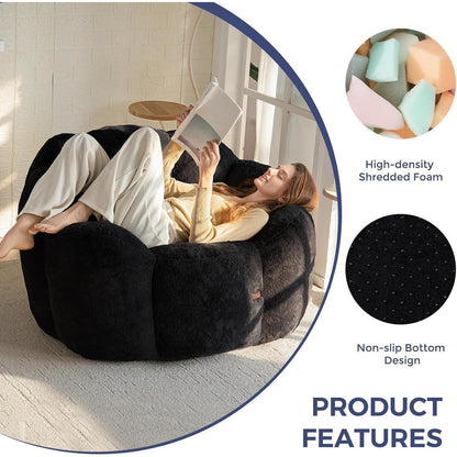 Sitzsack Erwachsene mit Memory-Foam & Kunstfell, Floral