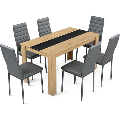 Essgruppe Braun Grau | Esstisch mit 6 Stühlen Modern
